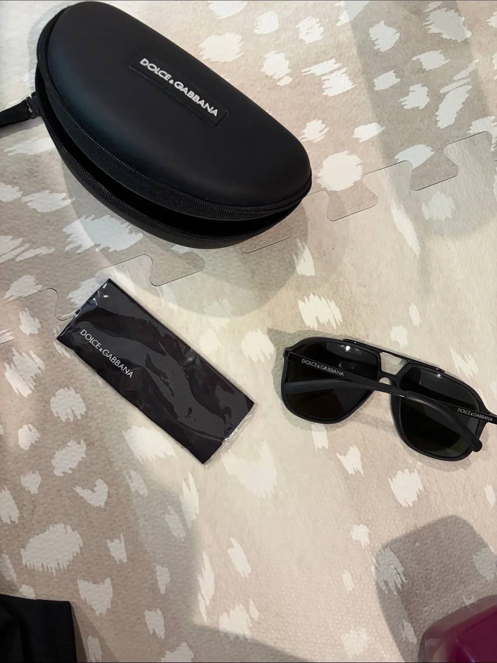 Dolce & Gabbana Black Aviator Sunglasses with Dark Green Lenses